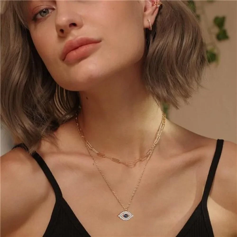 Layered Heart Necklace Pendant Handmade 18k Gold Plated Dainty Choker Arrow